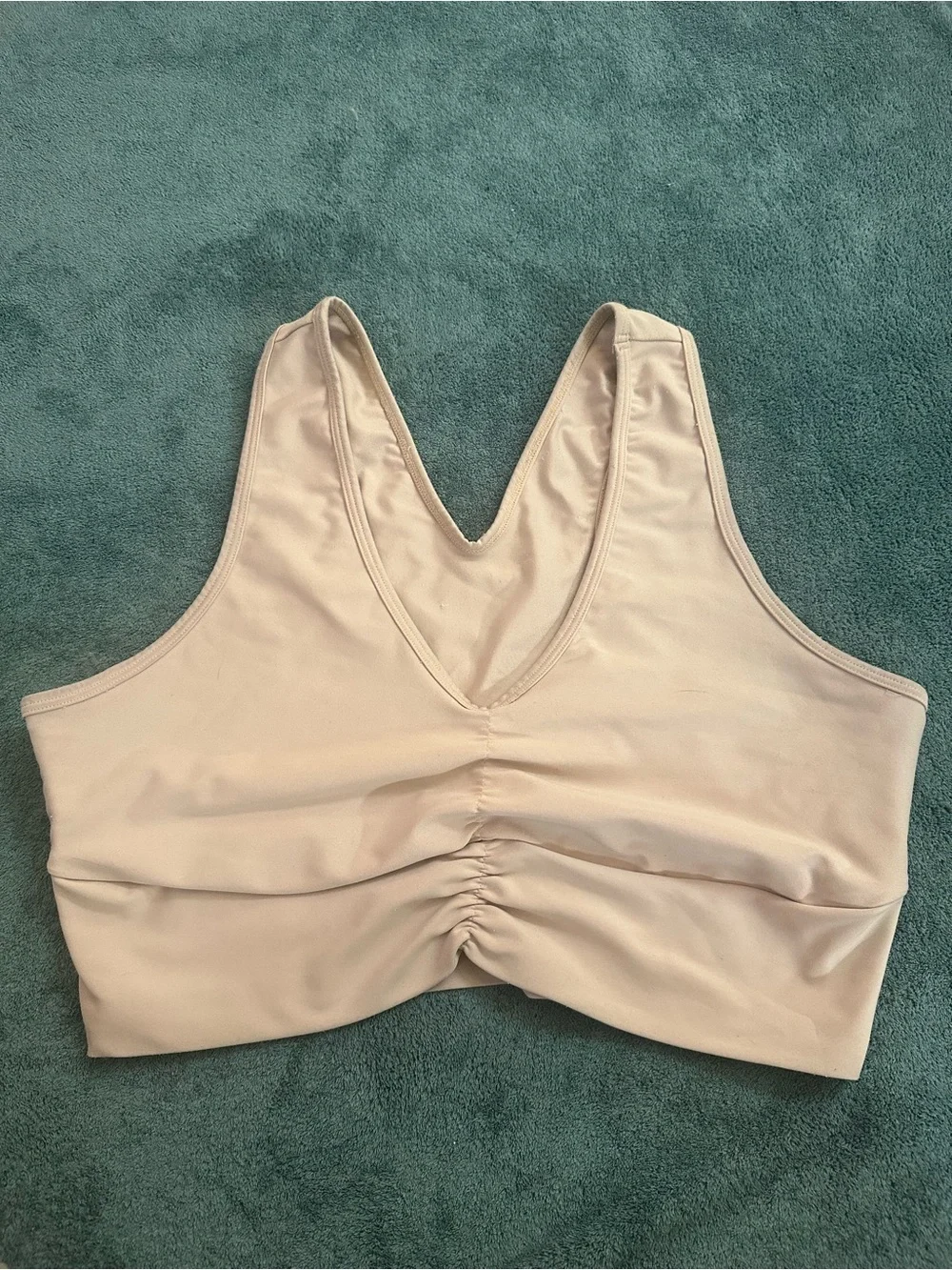 Savvi Julia Bra 2X Blush Pink Ruched Racerback Longline Sports Bra